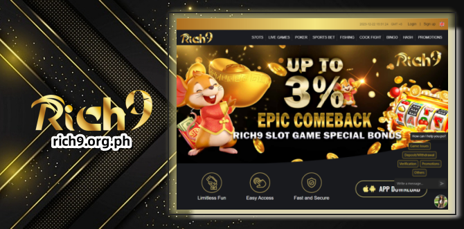 Step 1: Enter the official Rich9 Casino website