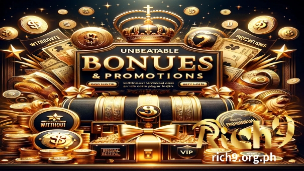 Welcome bonus and rewards. Just register and log in at RICH9 Casino to get free bonuses, game feedback, VIP bonuses